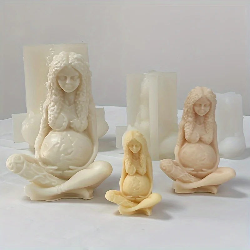 3D Mother Earth Silicone Candle Mold DIY Goddess of Gaia Sculpture and Portrait Plaster Epoxy Making Tool Home Decoration Crafts