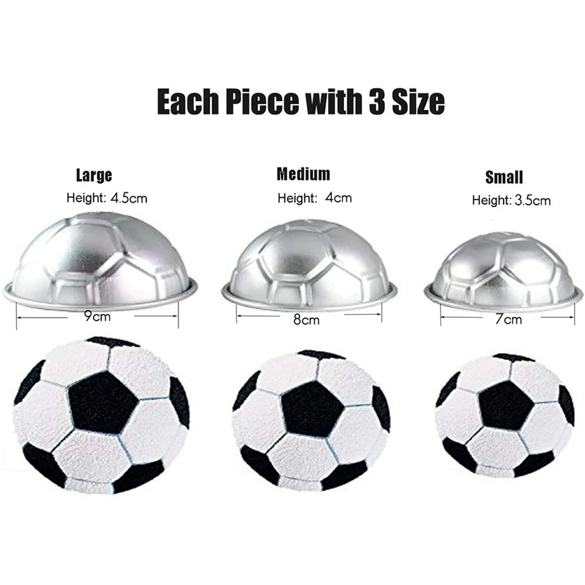 6 Pcs Mini Soccer Ball Cake Pan,Aluminum Cupcake Baking Pans,Half Sphere Shape Chocolate Pudding Tiny Mold Decorating