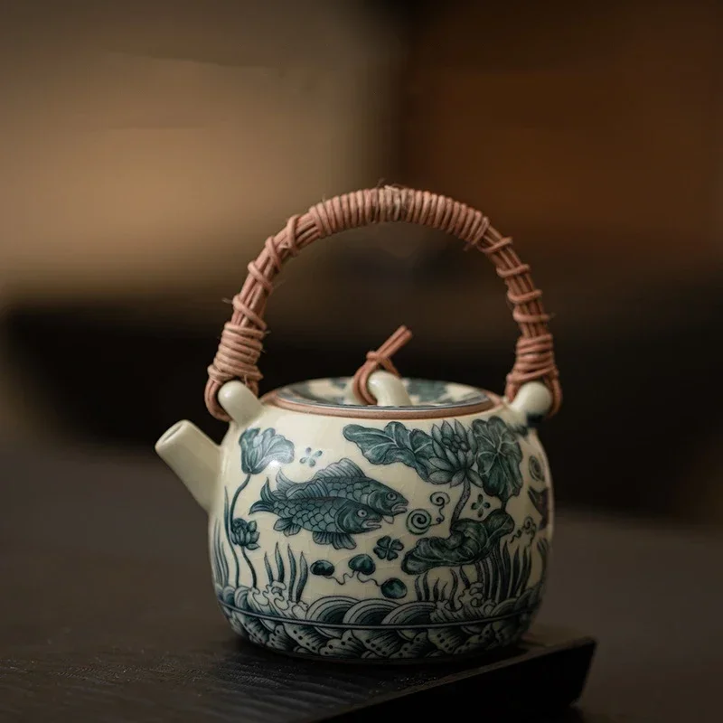 Ceramic Opening Fish Kettle Chinese Pottery Lotus Teapot Tea Ceremony Set Milk Oolong Tea Tie Guan Yin Jasmine Teaware Type