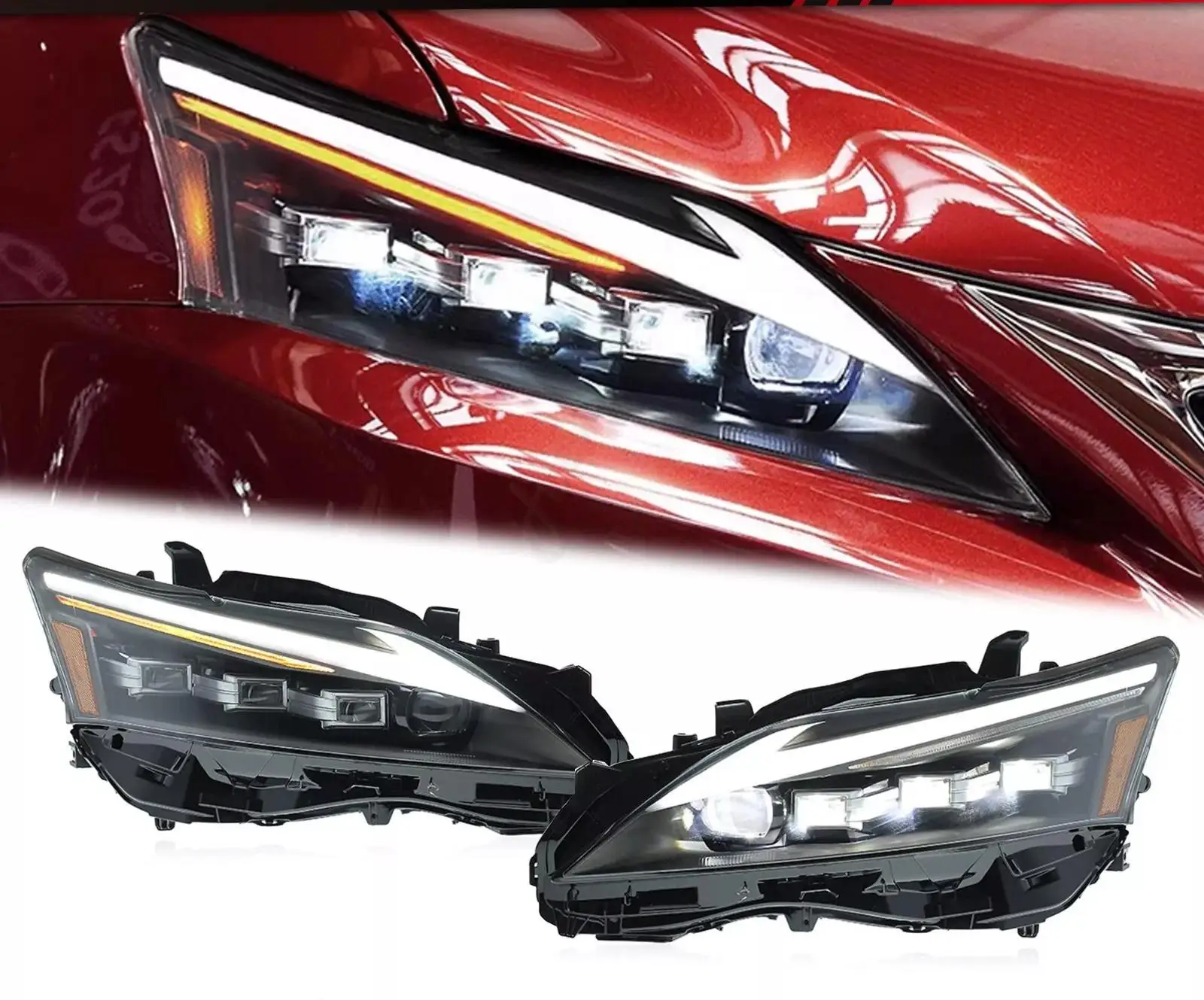 Pair 3-Lens Headlight Assemblies For2011 2012--2020 Lexus CT200h