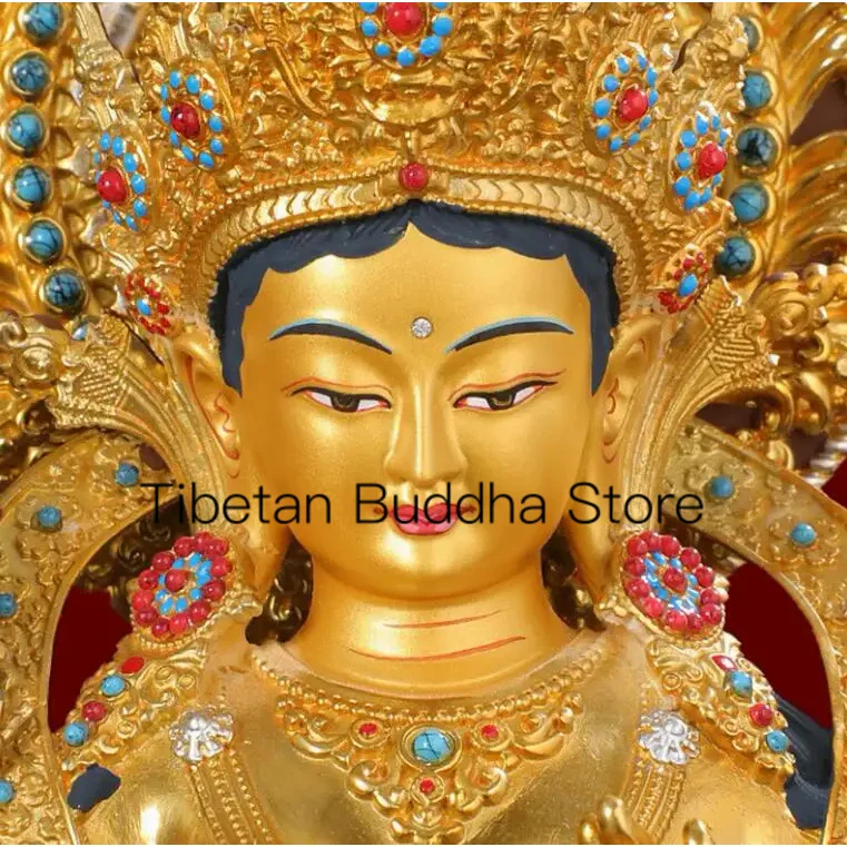 Green Tara Bodhisattva Gilded Buddha Statue Tibetan Biography Living Room Buddha Hall Decoration Boutique Pure Copper Green Tar