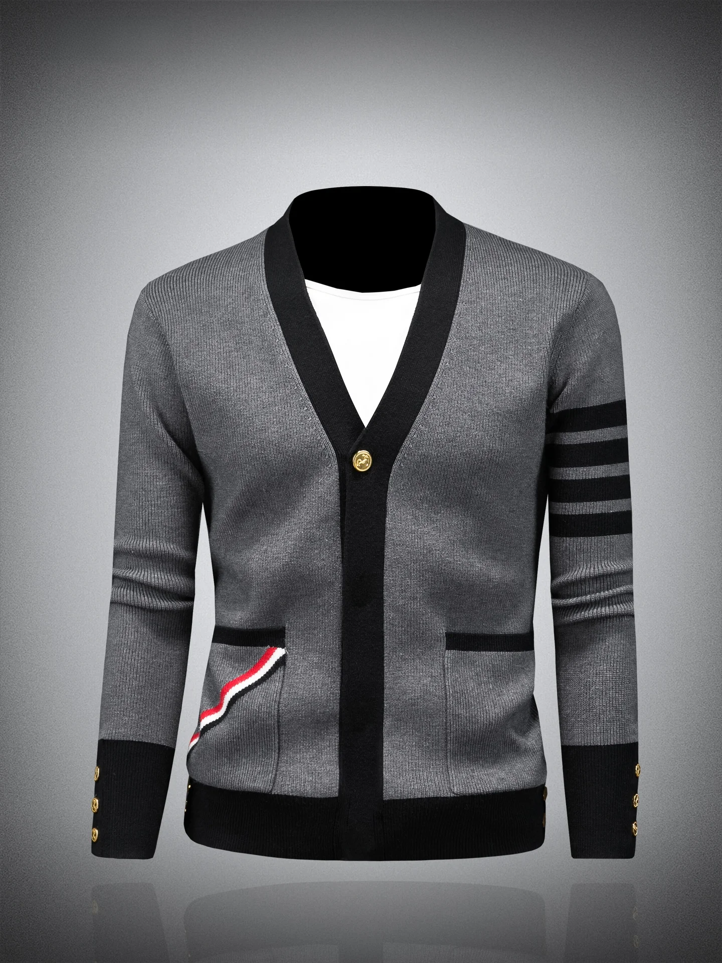 

Мужской шерстяной вязаный кардиган в американском стиле, осенне-зимний, модный, с глубоким V-образным вырезом, верхняя одежда больших размеров