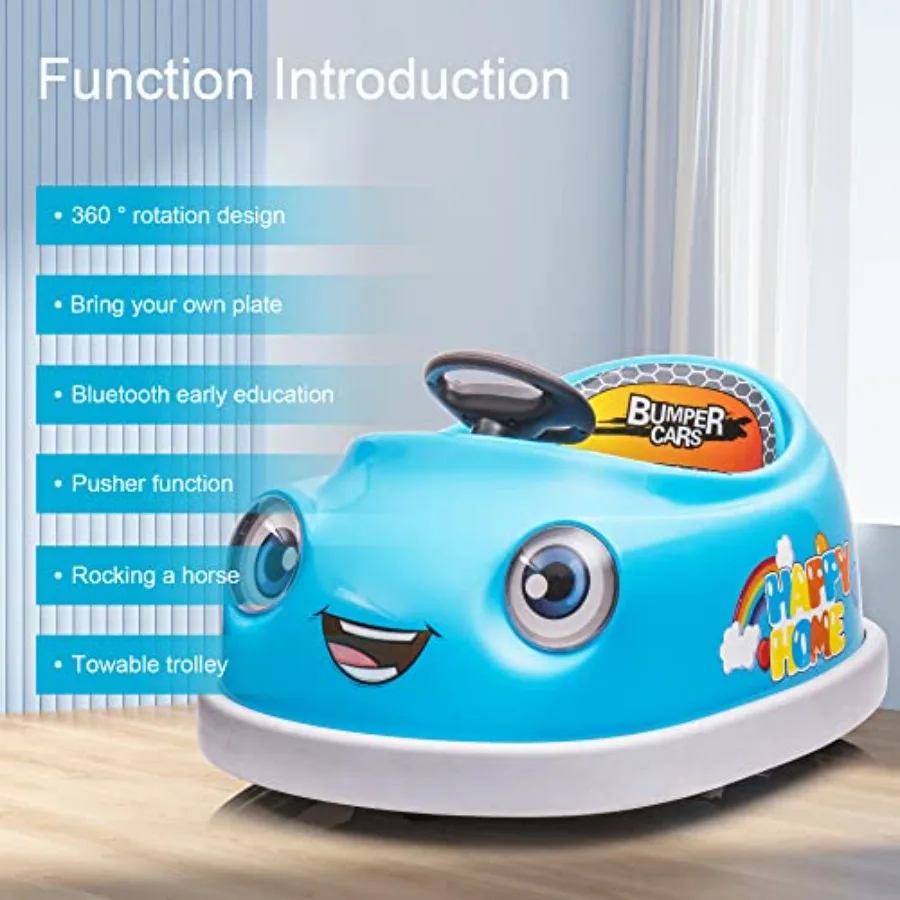 12V 2 velocidades passeio elétrico no carro pára-choques para crianças de 1 a 6 anos, carro elétrico infantil com controle remoto, luzes LED, Bluetooth