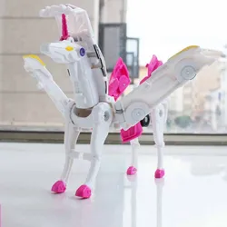 New Magic Flying Horse Cute Unicorn Magnetic Collision Transforming Car Robot Toys 2-in-1 Unicorn Car Toy Boy's Birthday Gift