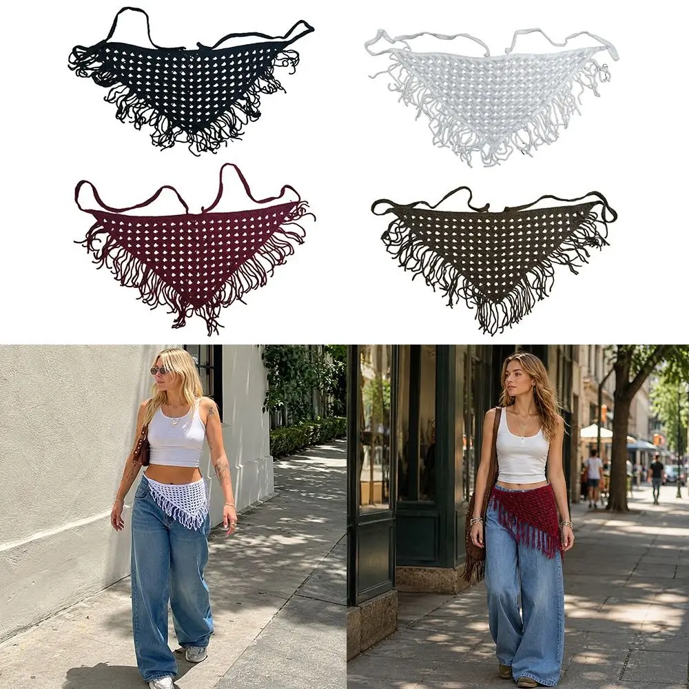 Fashion Tassels Fringe Waist Belt Y2K Exquisite Triangle Waistband Retro Ethnic Corset Belt Dress Jeans Decor