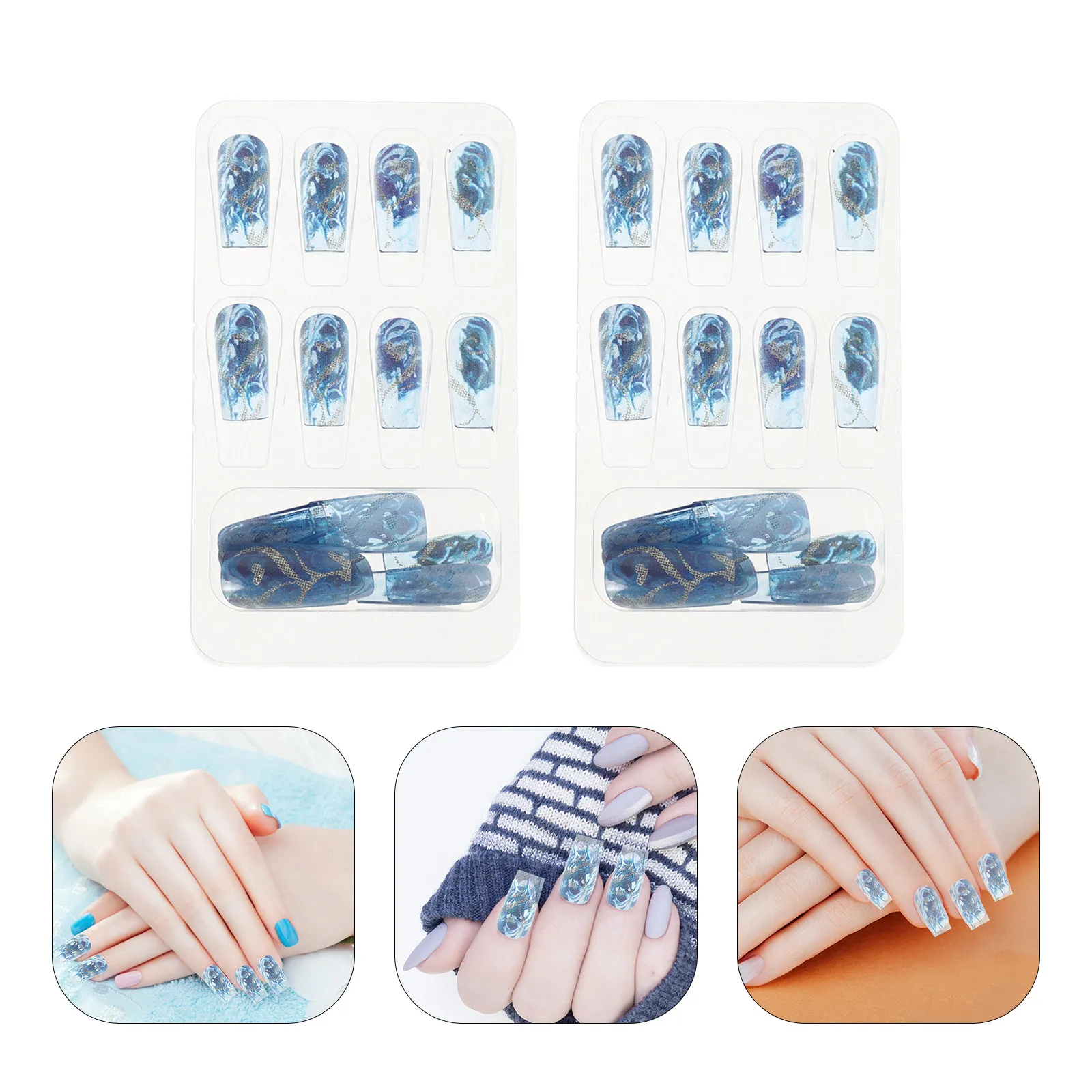 

72Pcs Ballerina Shape Press on Nails Long False Fingernails with Strong Adhesive Tips for Party Festival Wedding Nail Art Design