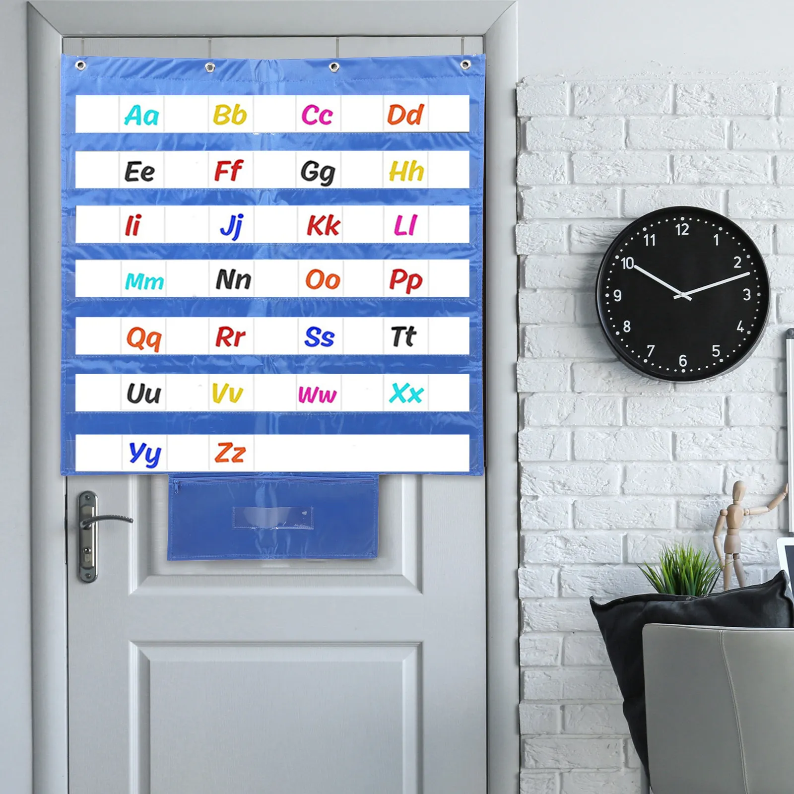 Classroom Pocket Chart for Word Cards Sentence Strips Standard Wall Mounted Educational Teaching Aid Heavy Duty Polyester PVC