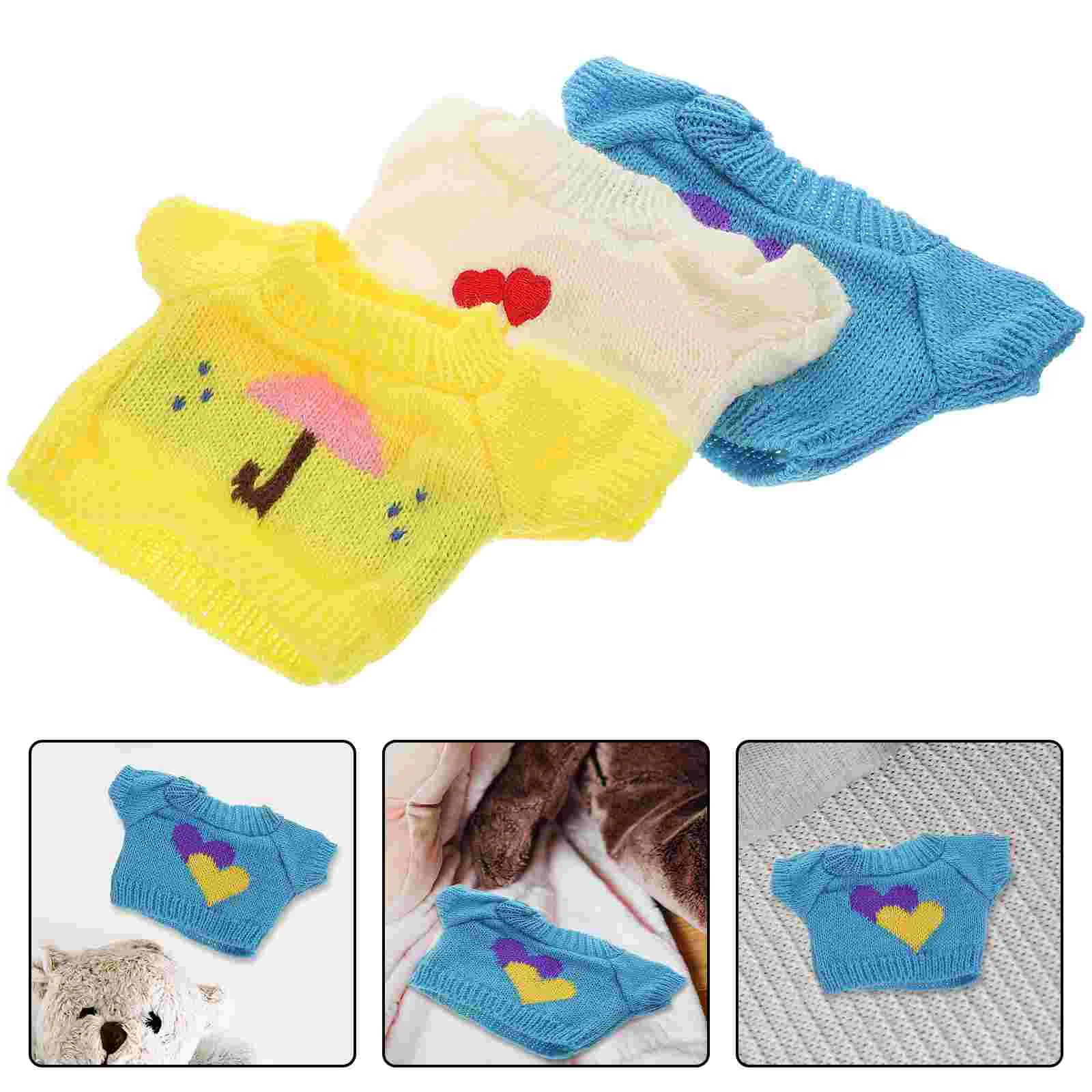 

3 Pcs Toy Accessories Clothes for Children Compact Bear Costume Yarn