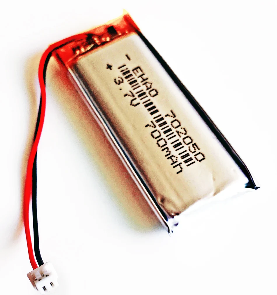 3.7V 700mAh 702050 Lithium Polymer LiPo Rechargeable Battery JST 1.25mm 2Pin Plug For Mp3 Headphone DVD E-book Bluetooth Camera