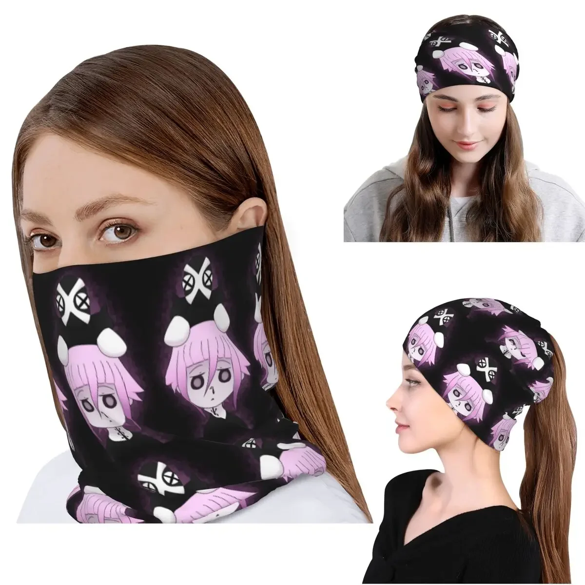 

Crona And Ragnarok Soul Eater Bandana Neck Cover Wrap Scarf Warm Headband Beanies Hat Unisex Adult Windproof