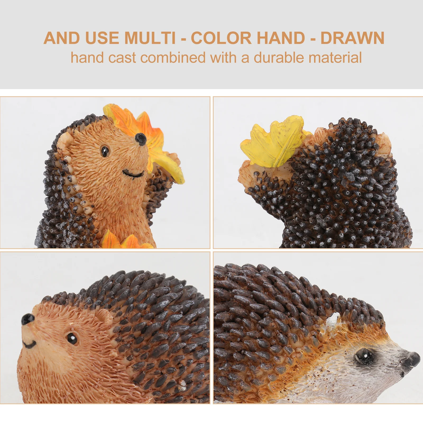 

2Pairs Resin Hedgehog Decor Garden Landscape Ornament Creative Animal Statues for Yard Patio Outdoor Indoor Decoration
