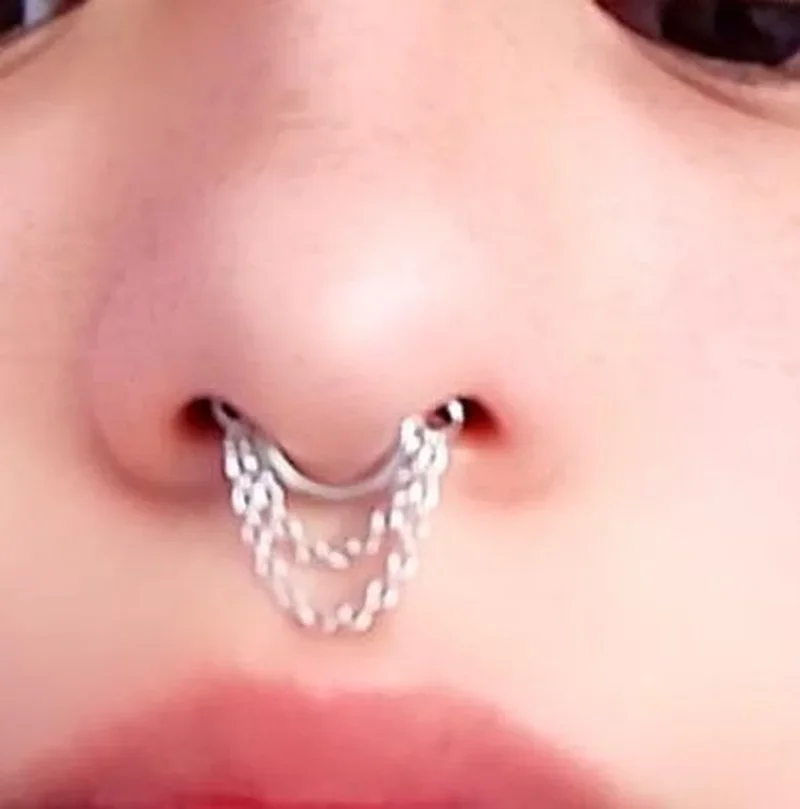 Nowy kolczyk do piercingu nosowy mankiet Piercing przegrody kolczyk do piercingu stali tytanowej Nariz Piercing chrząstka ucha Tragus Goth Piercing