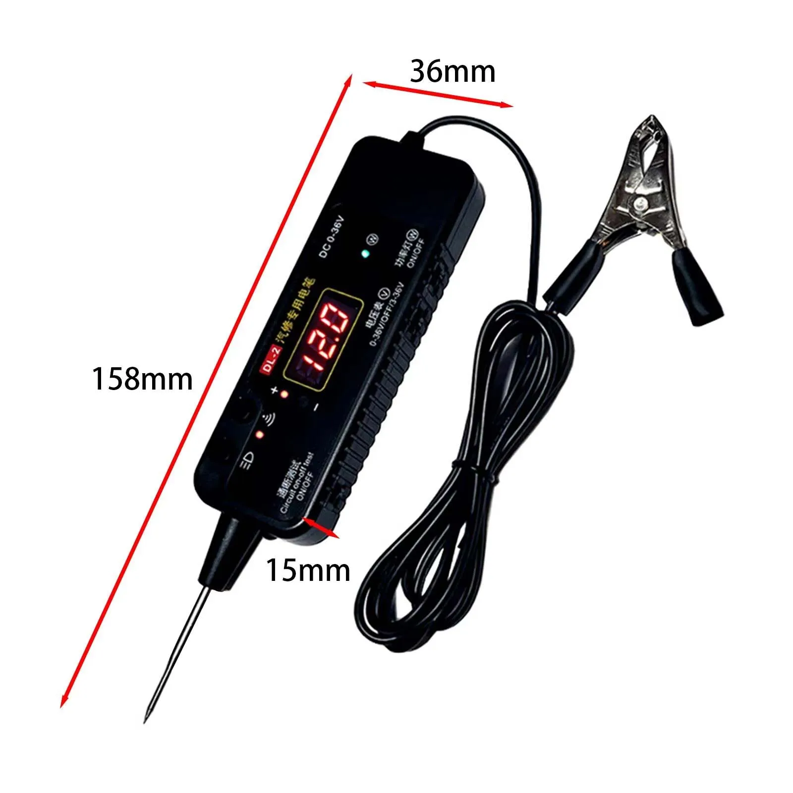 Digital LED Automotive Circuit Tester, 0-36V Car Electrical System Tool Short Detection, DL-2