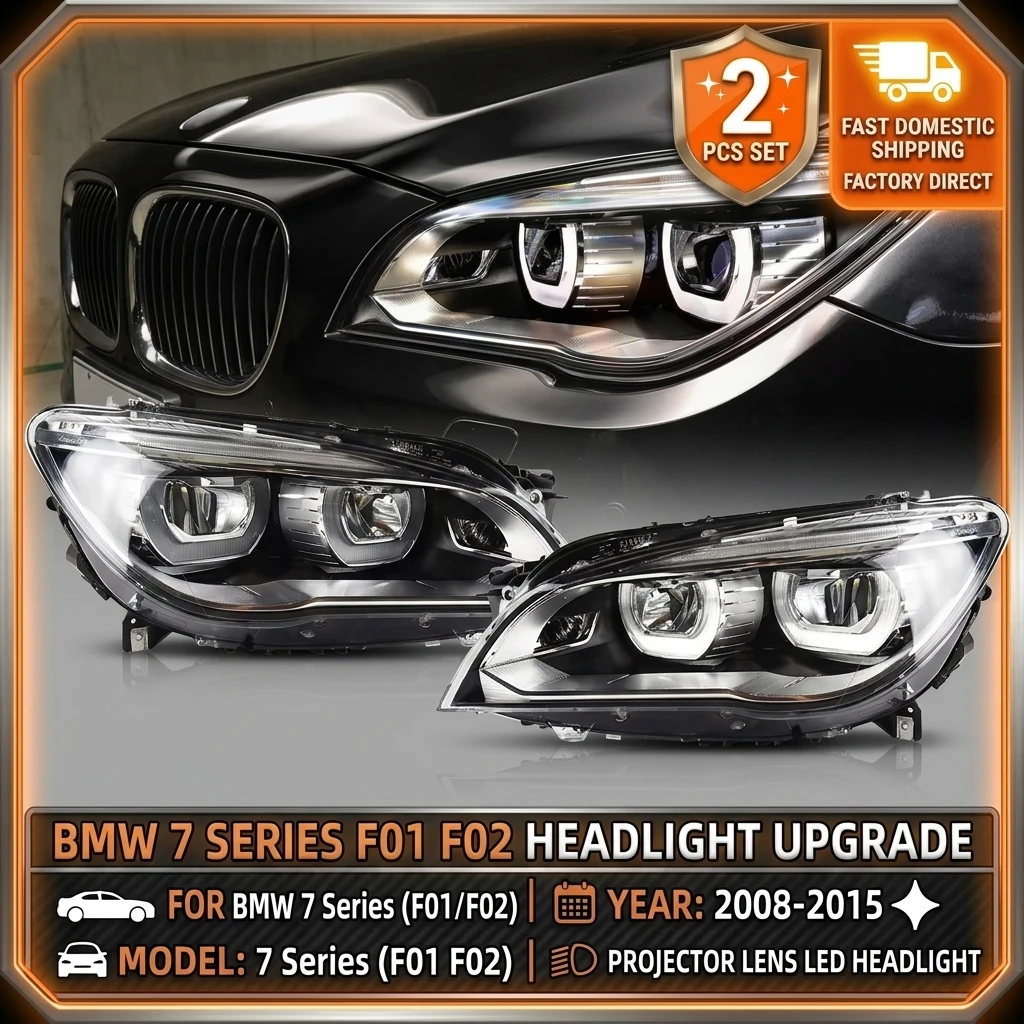 2 Stück Projektorlinsen-LED-Scheinwerfer für BMW 7er Serie F01 F02 2008-2015 730i 735i 740i DRL-Lampe Auto-Styling Frontleuchten-Montage Ersatzteile Außen-Automobilzubehör