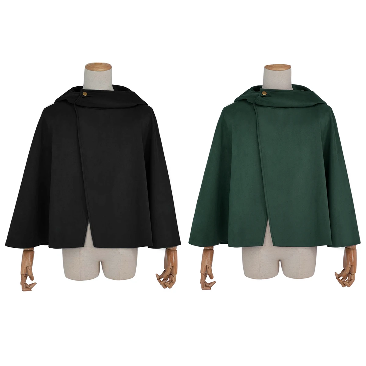 

HOLOUN Levi Eren Jaeger Mikasa Ackerman Armin Arlert Hanji Cosplay Costume Anime Green Black Embroidery Cloak Halloween Gift