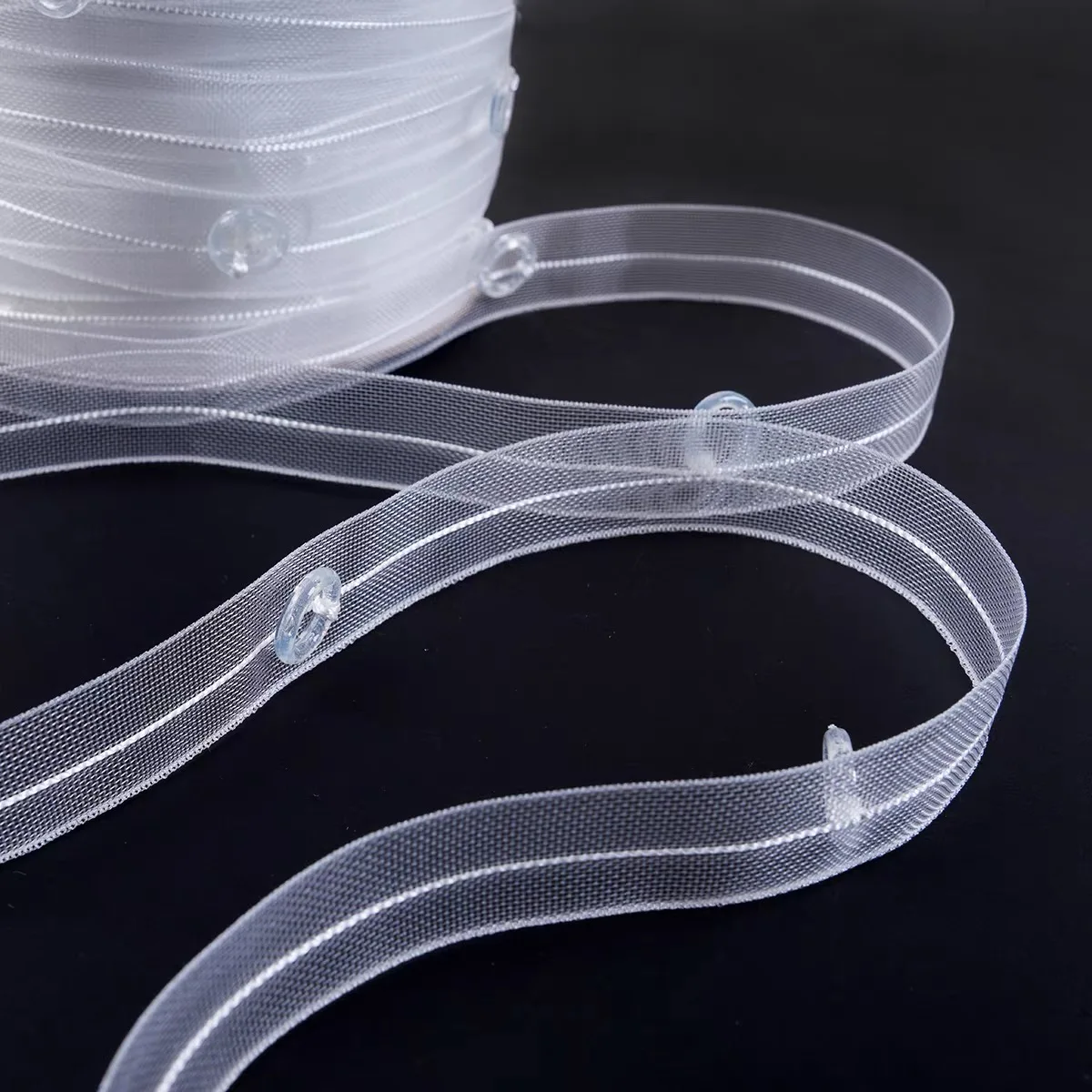 Transparent Curtain Heading Tape with Rings for Curtain Rod 2cm Wide Tape Ring Spacing 17cm Curtain Accessories