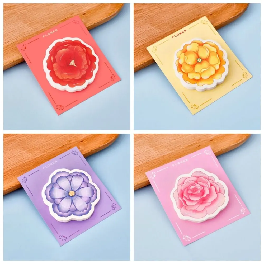 Канцелярские принадлежности Kawaii Flower Sticky Notes Маленький свежий наклеиваемый блокнот с цветами Портативный прочный блокнот для девочек