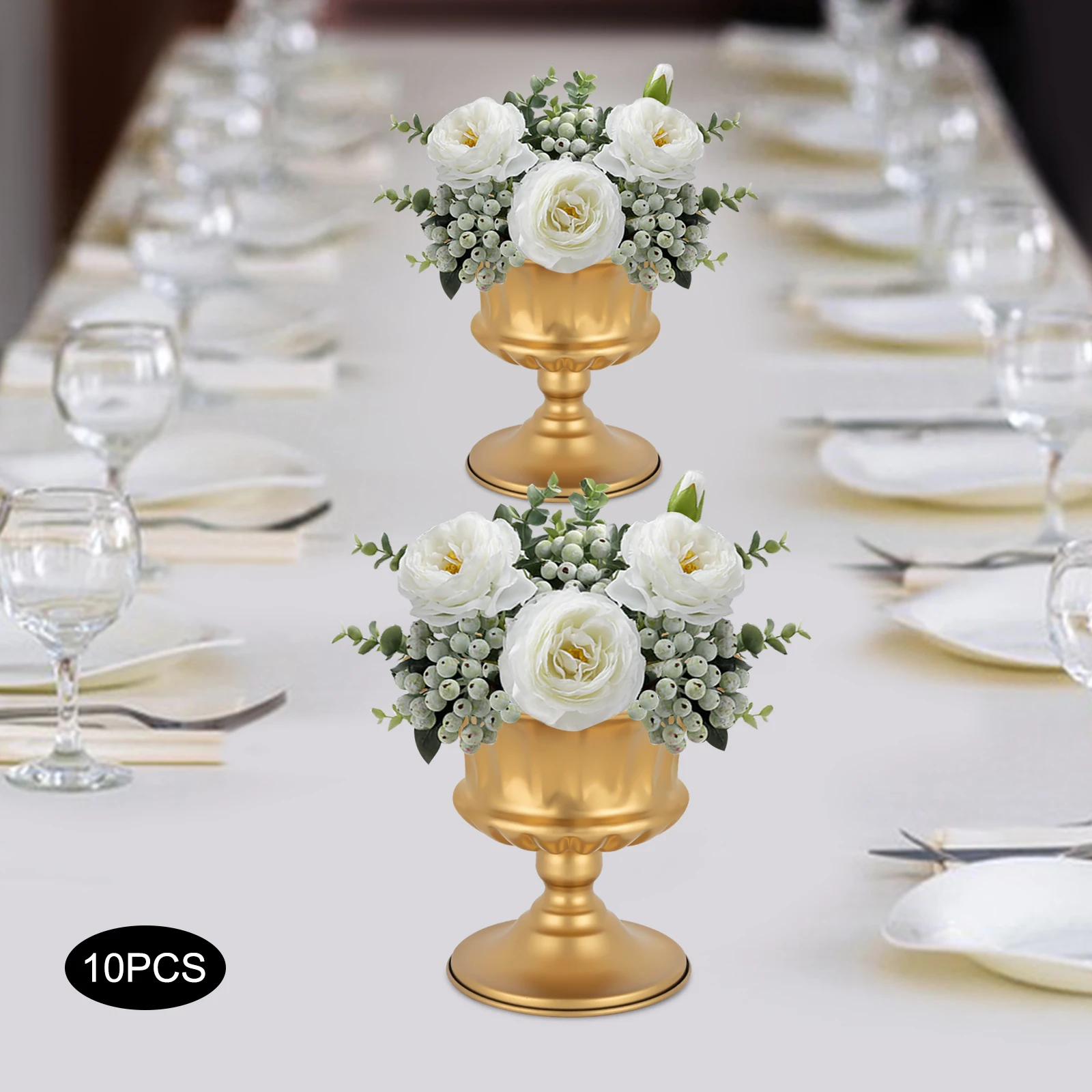 

10PCS Retro Metal Flower Vase Dried Floral Arrangements Container Rustic Farmhouse Potted Wedding Table Centerpiece Home Decor