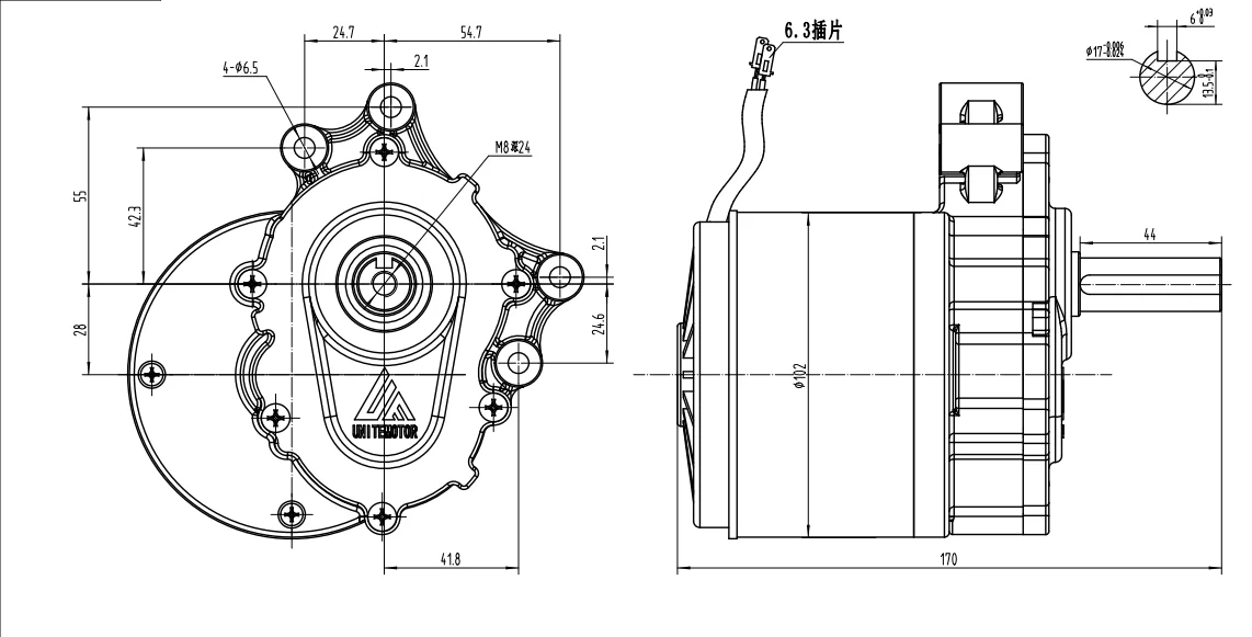 250W 24V Electric Wheelchair With Electromagnetic Brake 75RPM 120RPM MY1016Z Electric Deceleration Brushed Low-speed Motor