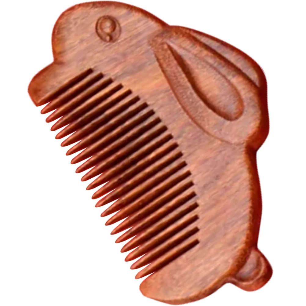 

Natural Sandalwood Rabbit Design Wooden Comb Fine Tooth For Wavy Straight Hair -Free Scalp Massage Comfort Grip Durable