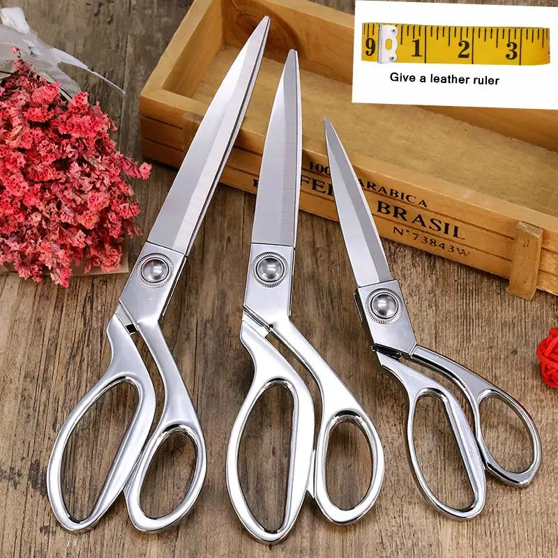 8.5/9.5/10.5In Tailor Large Scissors Professional Manganese Steel Sewing Scissors Silver Scissors