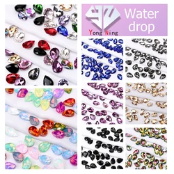YongNing Water drop 10mm*14mm Glass Crystal non hotfix Rhinestones Flatback Strass Glitter DIY Nail Art Decoration Accessories