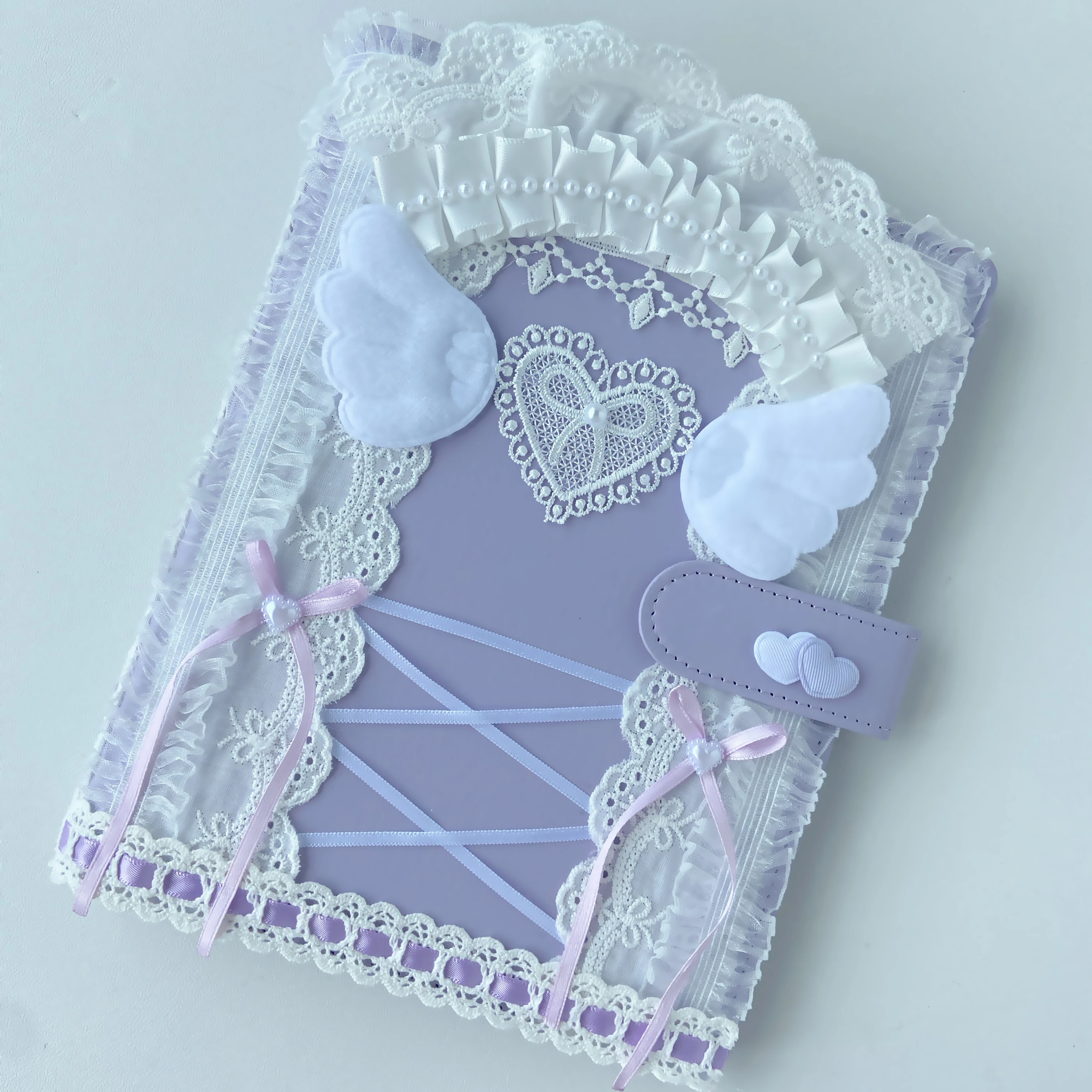Kpop Photocard Album A5 Cover Binder Ring Orignal Design PU Cotton Lace Loose-leaf Photo Card Holder Student Cards Booklet