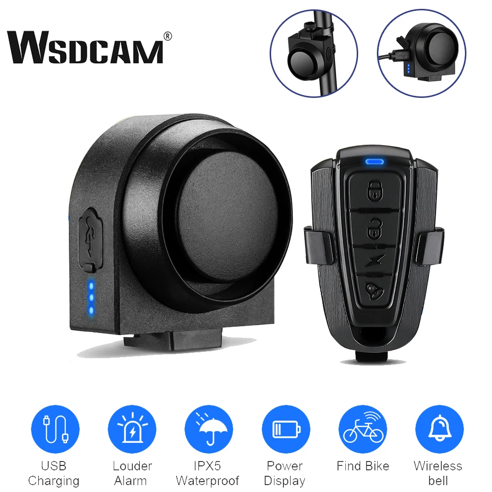 Wsdcam Bike Vibration Alarm Wireless Motorcycle Alarm USB Charge Security Vibration Warning Alarm System Bike Anti Lost Reminder