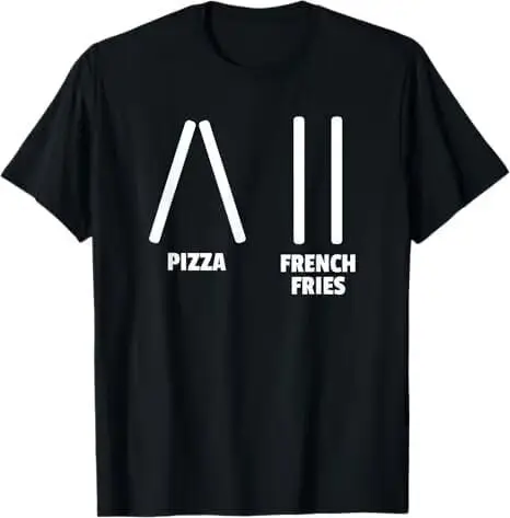 Funny Pizza & French Fries Ski Instructor or Skier Gift T-Shirt