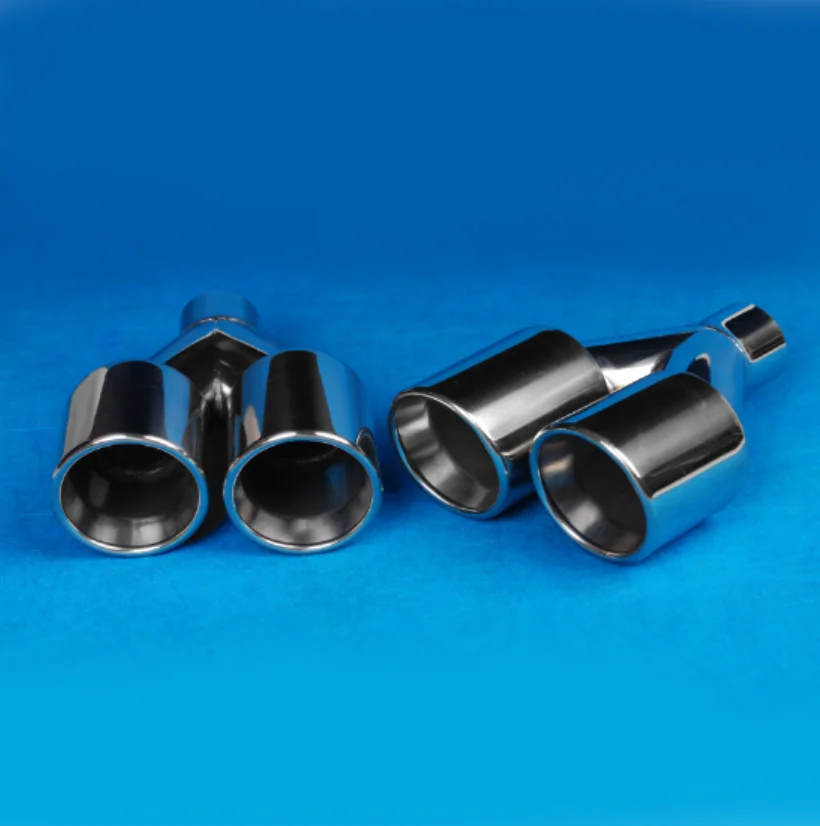 Automotive exhaust tip polished stainless steel Y-type double-ended welded tailpipe throat