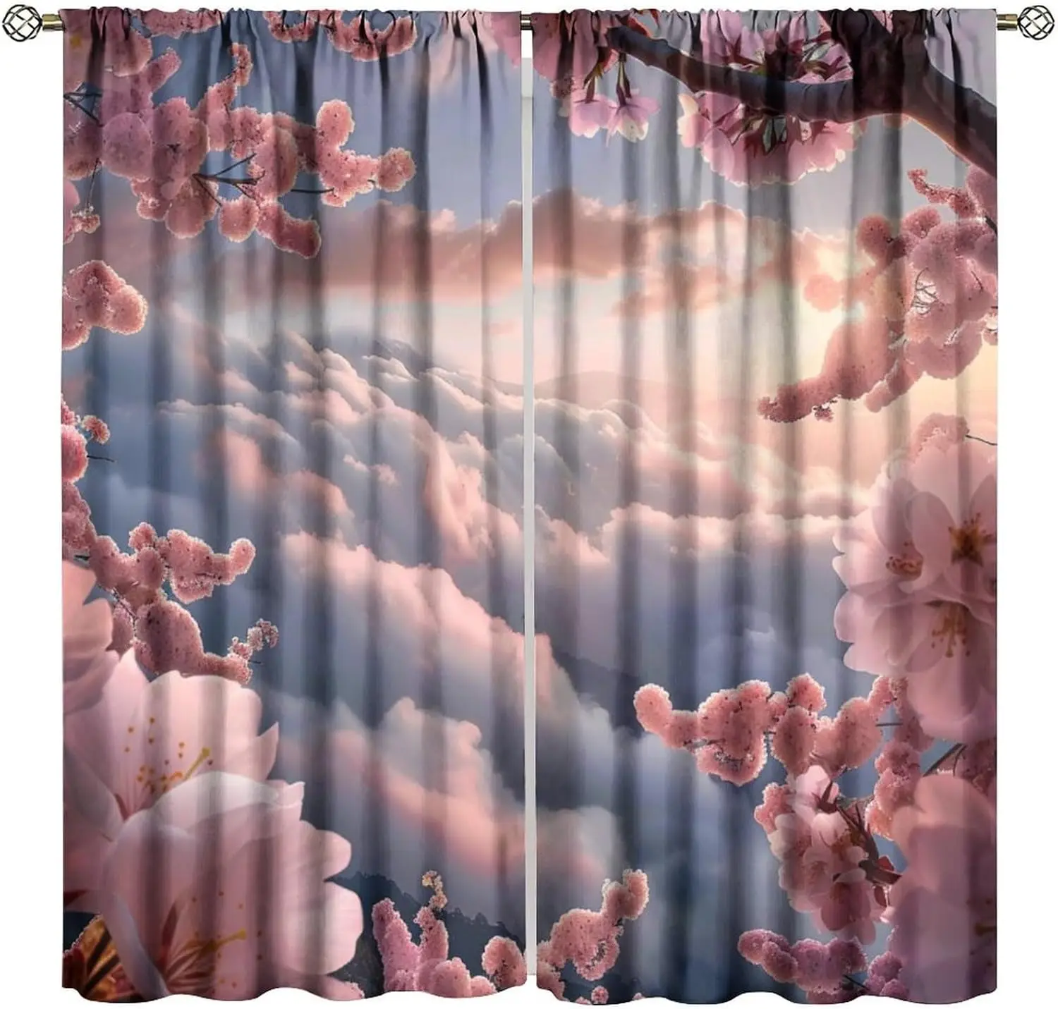 

Плотные шторы с вишневым цветом, японские фэнтезийные небо, романтические цветочные шторы с природными пейзажами, для спальни, гостиной 42 дюйма