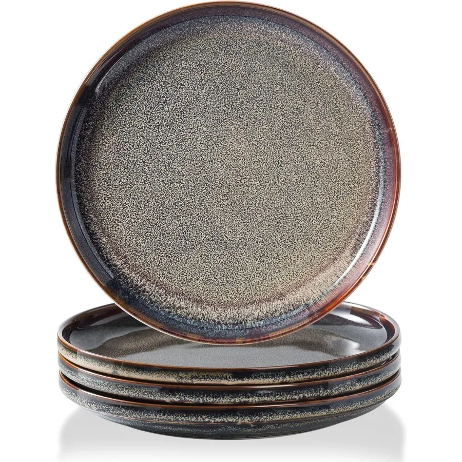 

Керамические тарелки, набор из 4 больших столовых тарелок и тарелок для салата для вечеринок и свадеб, безопасные фарфоровые тарелки для микроволновой печи