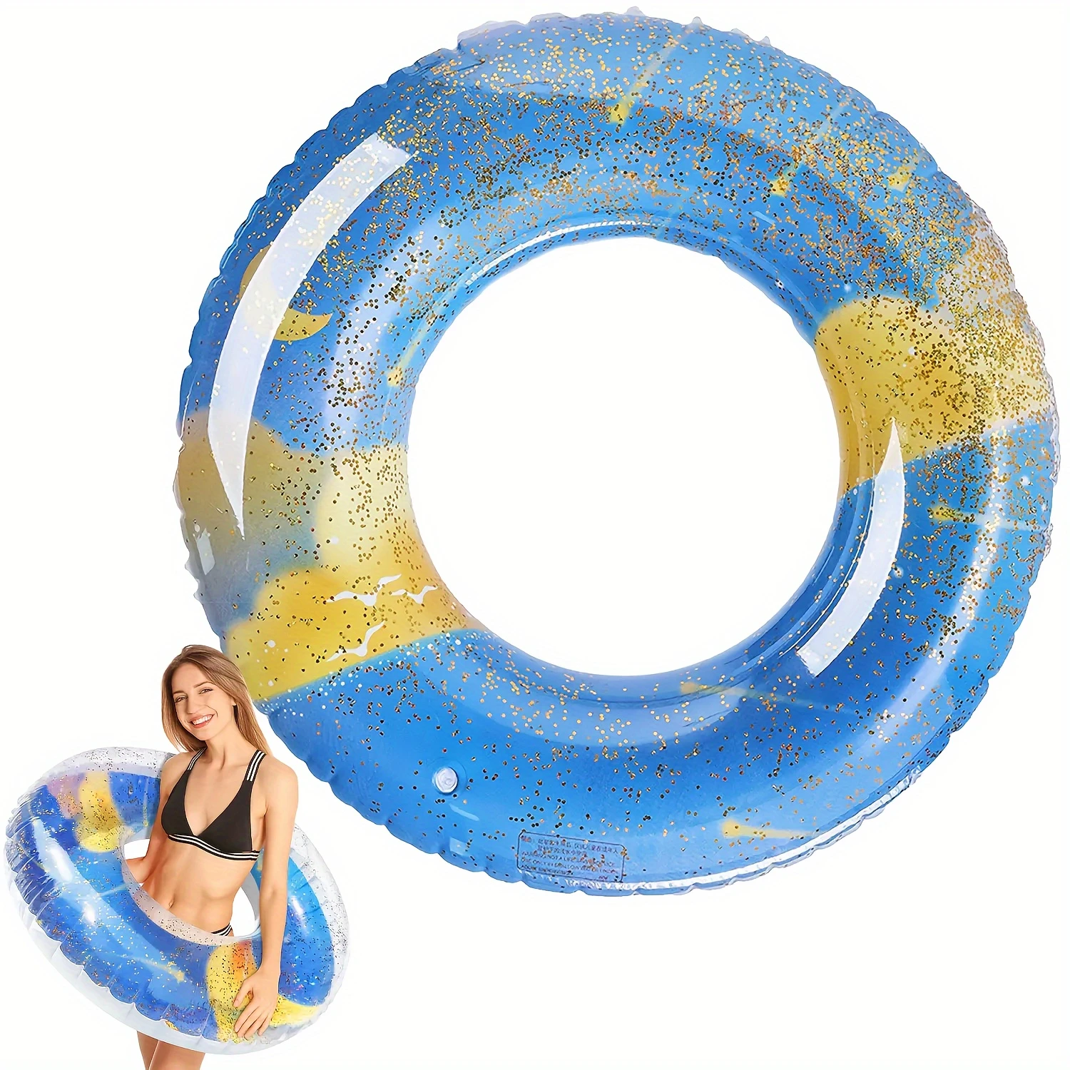 "Wave Rider" Premium Inflatable Swimming Ring For Adults - Durable Pvc, Perfect For Pool & Water Sports