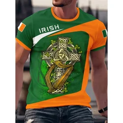 3D Printed Irish Flag T Shirt For Men St. Patrick's Day Clover Graphic T-Shirts Fashion Casual Women Loose Round Neck Tops Tees