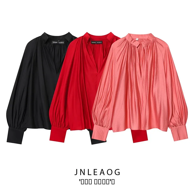 

Faionable Casual Lantern Sve Top Women's Clothing Autumn New Sle JNLEAOG Polyester Long Sve irt Loose Fit Regular...