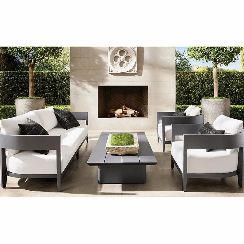 Designer All Weather Outdoor Sofa Set Garden Patio Furniture Set Balmain Modern Aluminum Sofa Set