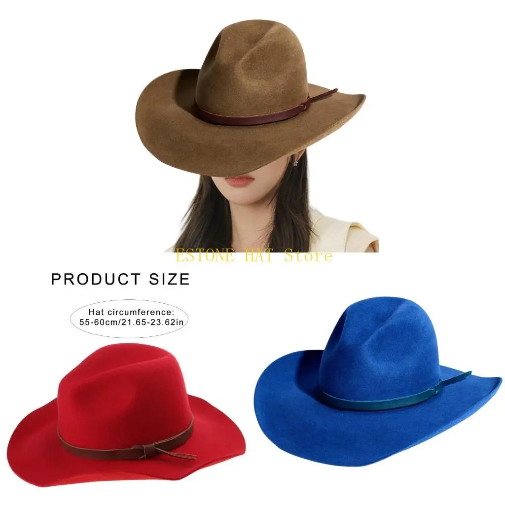 

49MF Wool Homburg Exotic Top Hat Wool Panama Hat Porkpie Hat Surprise Gift for Boyfriend Father Uncle Casual