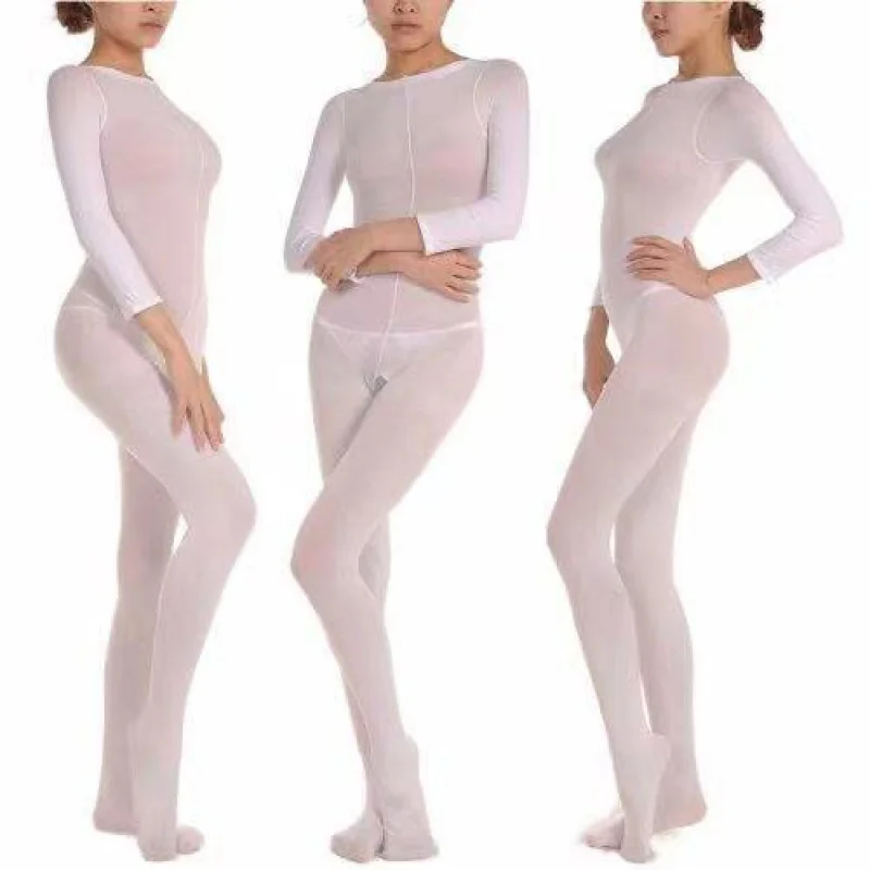 Skin Color Dance Stockings Clothing One-Piece Stockings Sexy Padded Flesh Color Long Sleeve Open without Open Crotch Full Body B