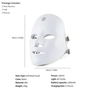 Máscara Facial LED Recarregável, Terapia de Fótons PDT, Refirmamento e Clareamento da Pele, Beauty Face Machine, PDT Treatment Light, 7 cores 8 principais vendas maquina face - №3