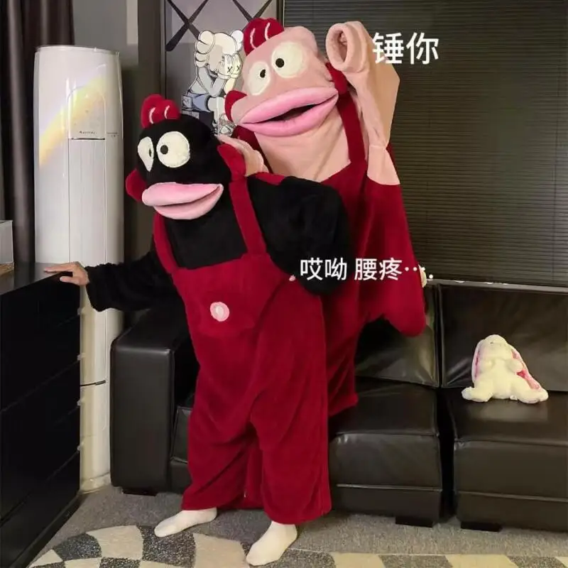 أنيمي الكرتون سانريو Hangyodon قطعة واحدة زوجين منامة الخريف الشتاء جديد كبير الحجم المرجان المخملية المنزل منامة هدية للأصدقاء