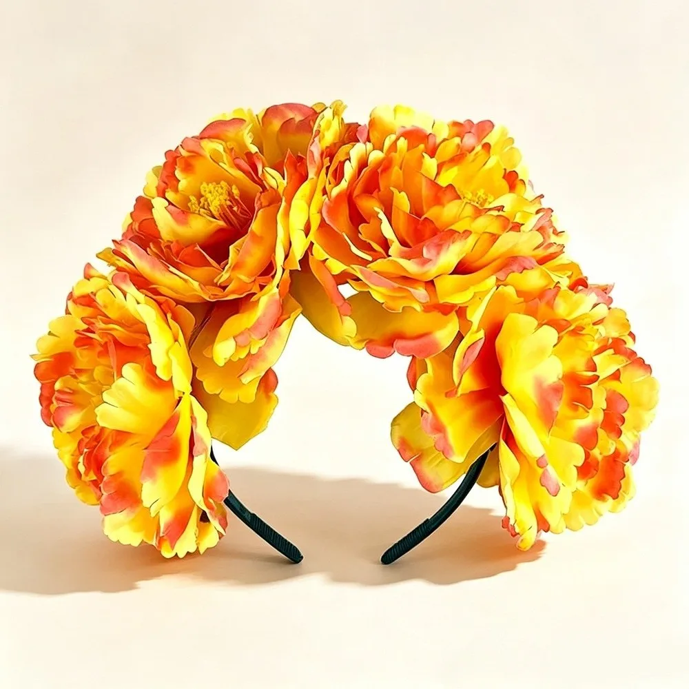 Simulated Flower Floral Garland Headband Gorgeous Design Rose Headpiece Artificial Flower Crown Elegant Romantic Style
