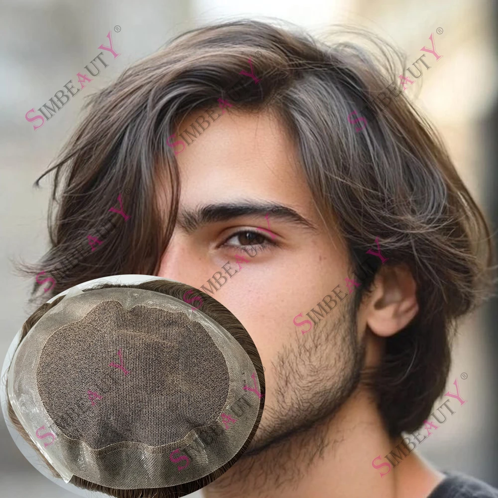 

Мужская швейцарская система замещения волос (тупе) с невидимой полиуретановой основой по периметру, из натуральных волос Реми, для мужчин # 7 # 2 Темно-коричневый натуральный цвет волос