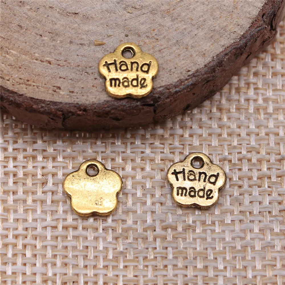 

200pcs 8.2x8.2mm(0.32x0.32inch) 3 Colors Antique Bronze Color Antique Gold Color Antique Silver Color Hand Made Charms Pendants