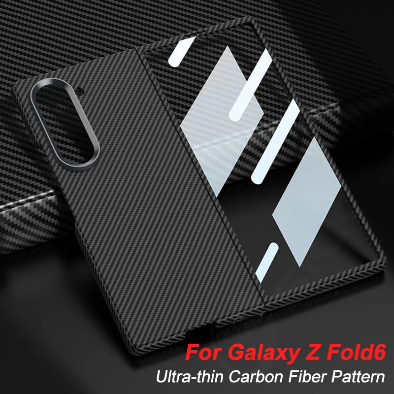 

Ultra-thin Carbon Fiber Texture Case for Samsung Galaxy Z Fold 6, Screen Glass Protective Plastic Cover