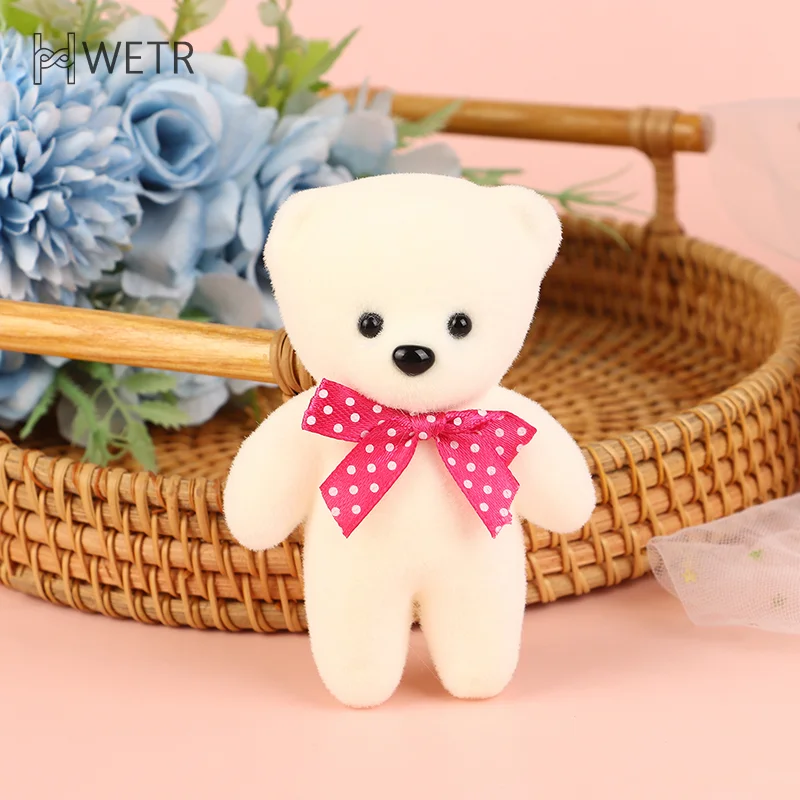 10PCs Mini Bear Doll Couple Bear Flower Bouquet Decor Dressed Stuffed Animal Doll Foam PlushToys For Birthday Gifts Room Decor