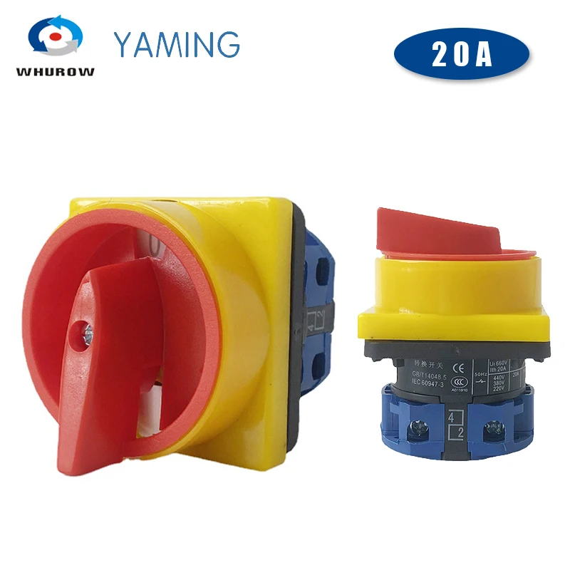 Factory Supplied 690V 20A Padlock Rotary Cam Switch OFF-ON 2 Position 1 Pole Main Selector Emergency Stop YMW26 LW26GS-20/1