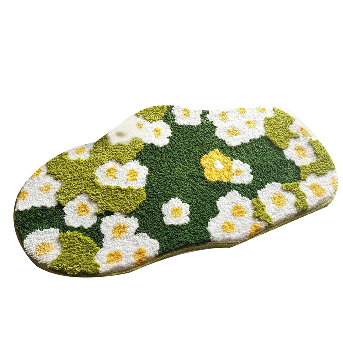 Cute Moss Floral Bathroom Rug, Plant Toilet Rug, Flower Bath Mat, Soft Absorbent Non Slip Bathroom Mat for Wash Sink