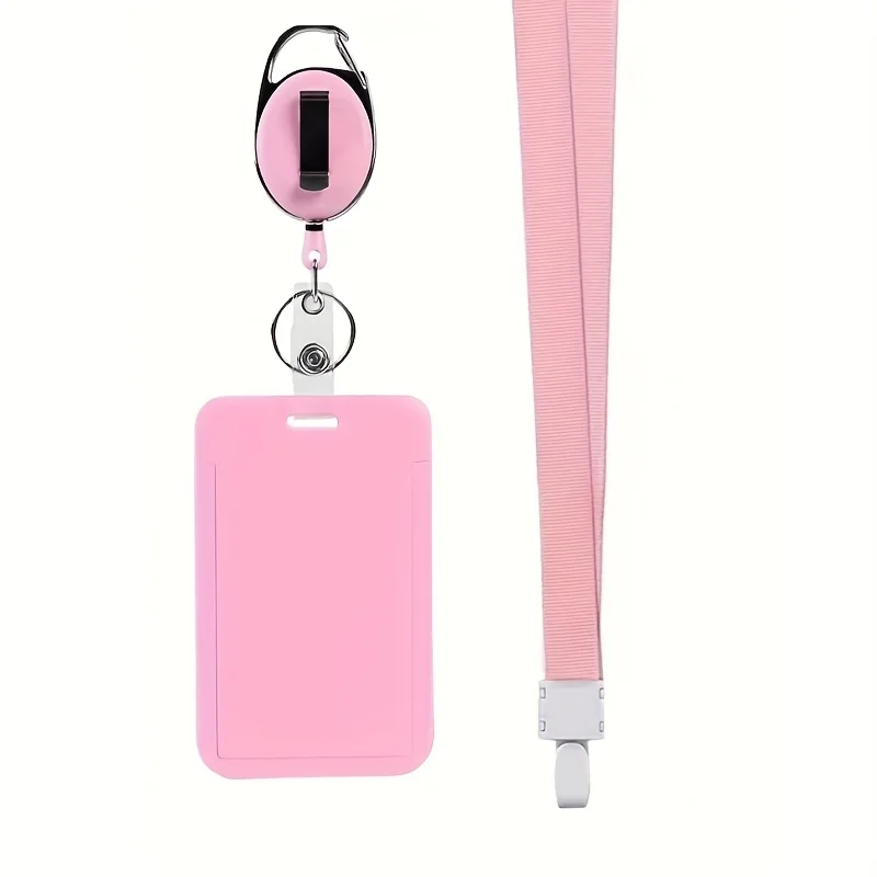 Slider-Ausweisclip – Hartschale, vertikale Kunststoff-Kartenhülle, Schutzhülle mit einziehbarer Ausweisrolle und schwarzem Umhängeband – Detail 12