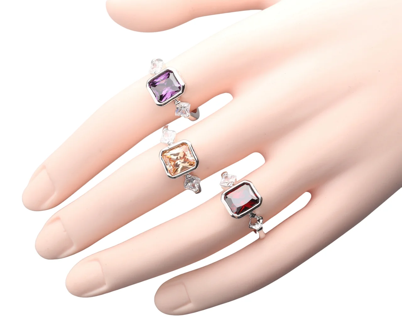 7*9mm Purple Amethyst 925 Sterling Silver Gemstone Ring Q0183-P