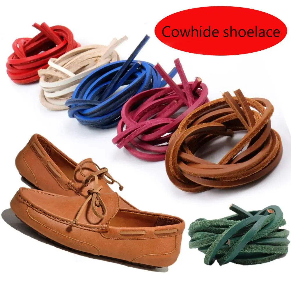 

Laces 1Pairs Boot Colorful Unisex Shoe Rope Shoestring Cowhide laces Leather Shoelaces
